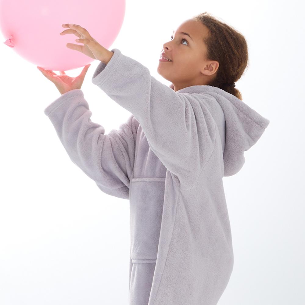 Girls Silver Coral Fleece Blanket Hoodie