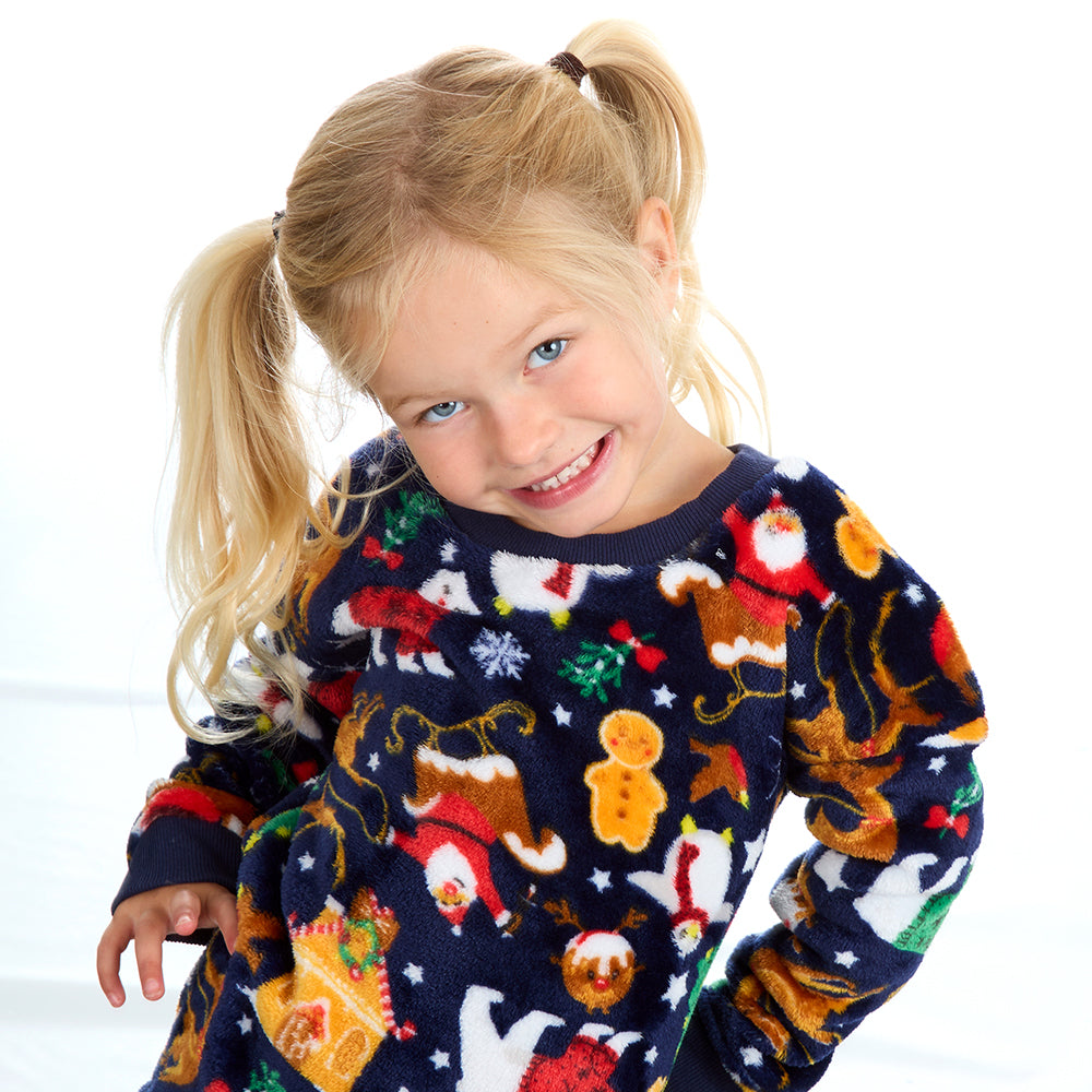 Girls Christmas Fleece Pyjama Set
