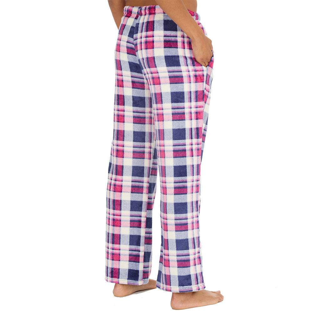 Ladies Blue Check Fleece Pyjama Bottoms