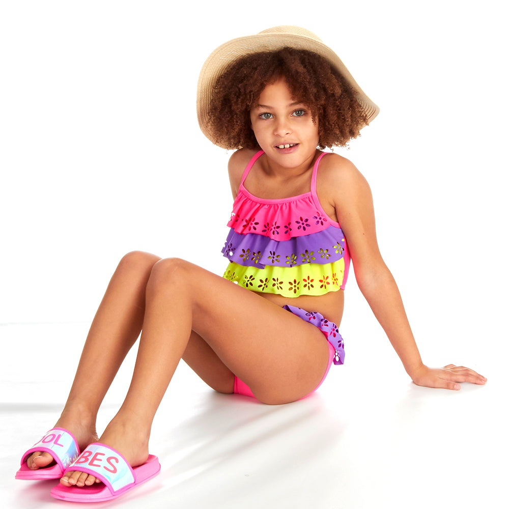 Girls Flowers Lace Pink Bikini