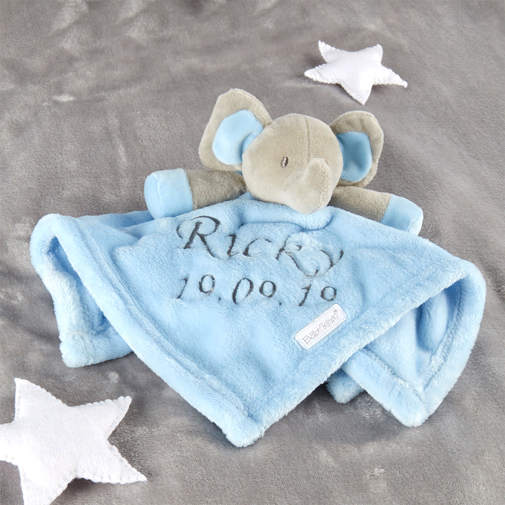 Personalised Baby Blue Elephant Comforter