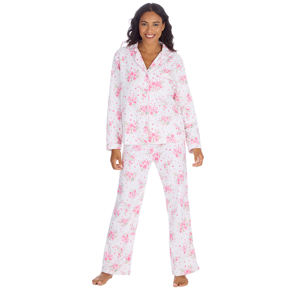 Ladies Floral Pink Serenity Cotton Pyjama Set