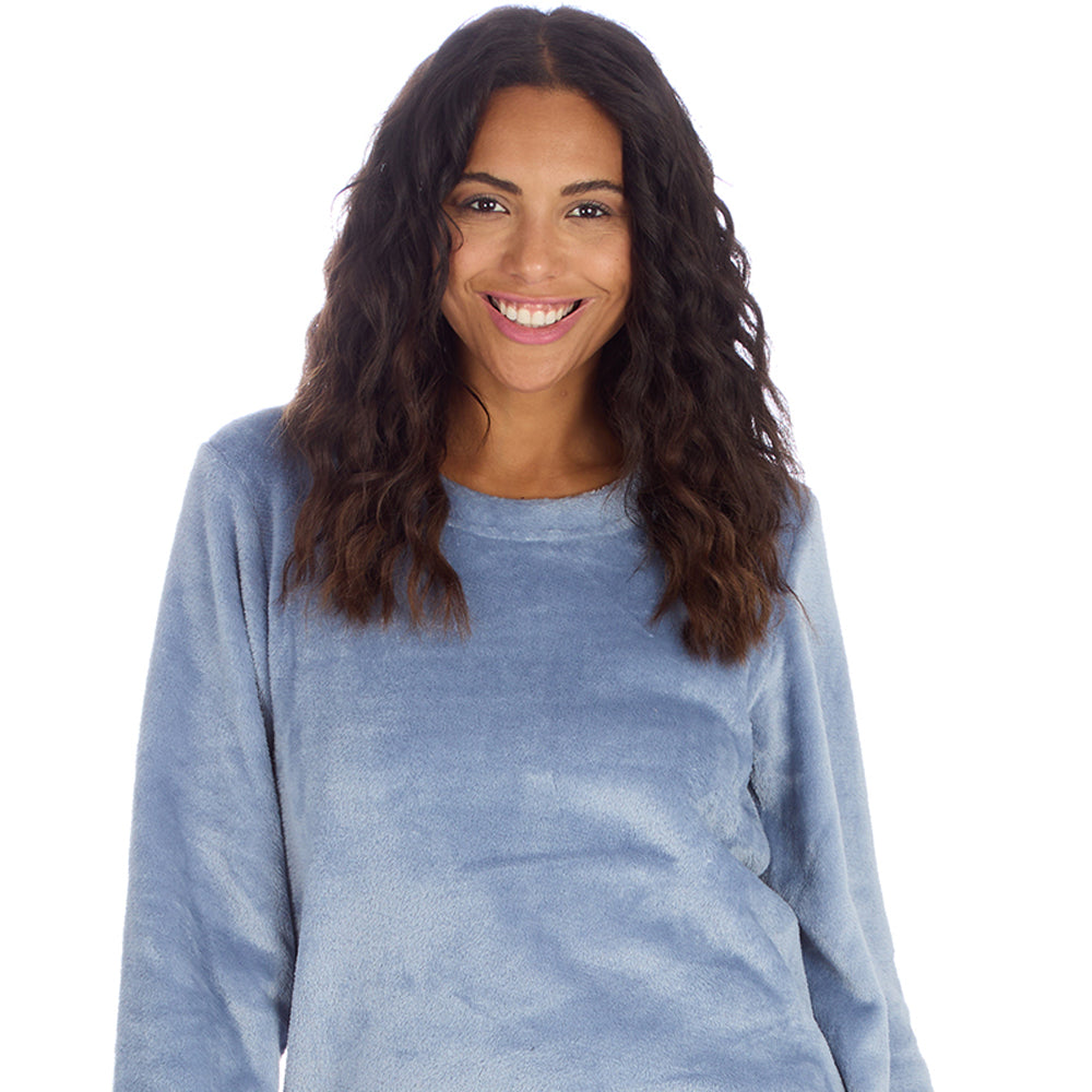 Ladies Blue Check Fleece Pyjama Set