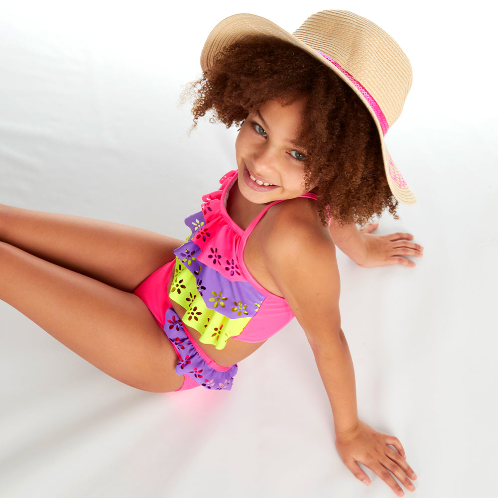 Girls Flowers Lace Pink Bikini