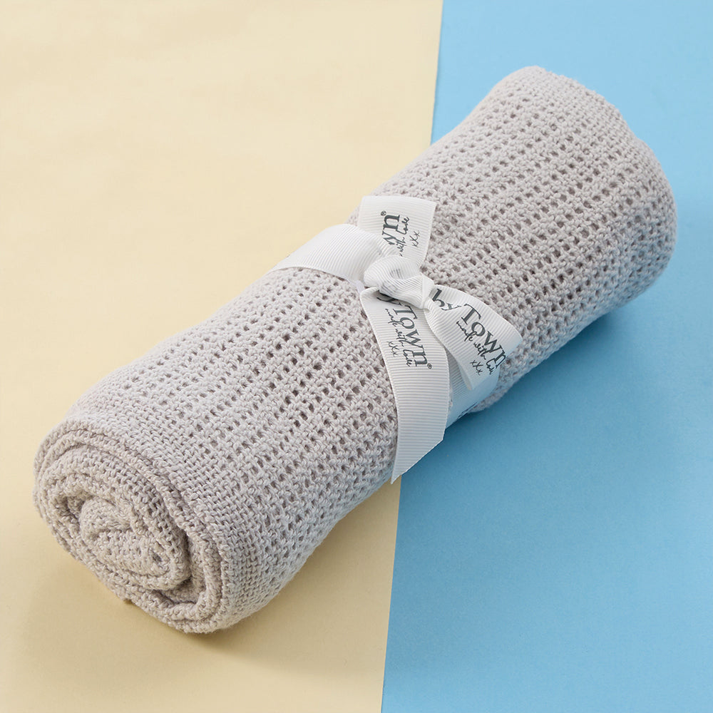 Baby Grey Cellular 100% Cotton Blanket