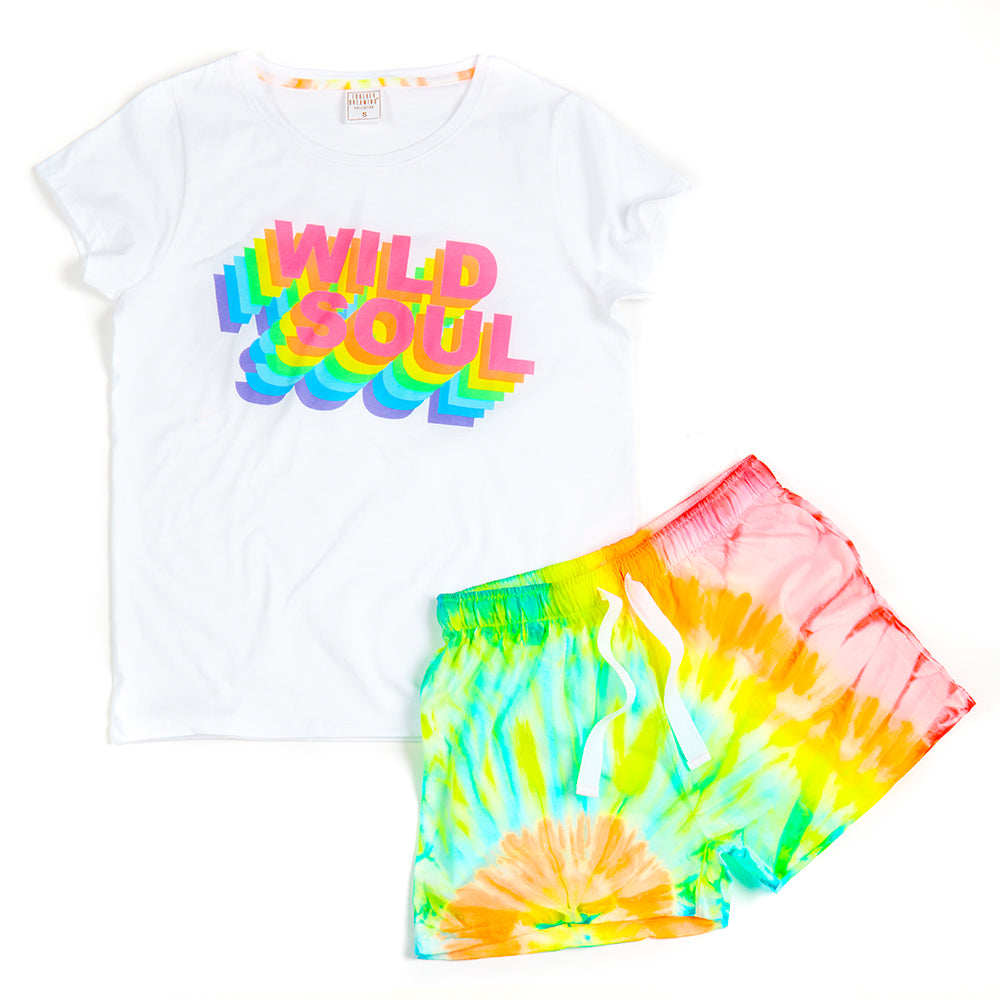 Ladies Neon Tie Dye Short Pyjama Set