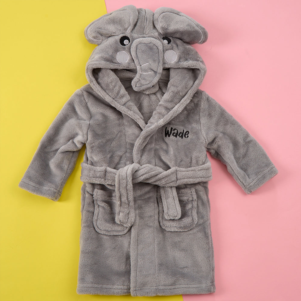 Personalised Baby Elephant Fleece Dressing Gown