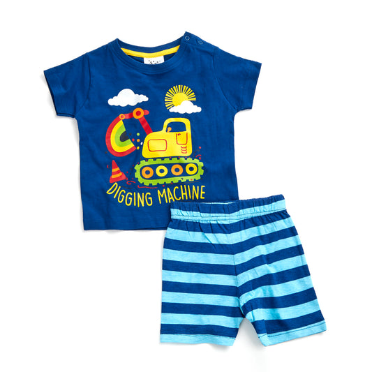 Baby Boys Digger Short Pyjama Set