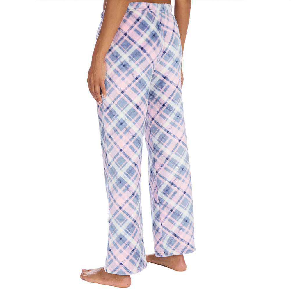Ladies Blue Check Fleece Pyjama Bottoms