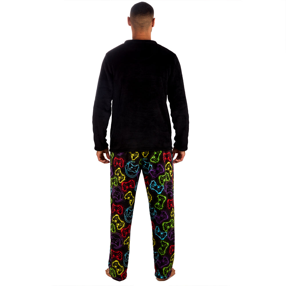 Mens Gaming Black Fleece Pyjama Set