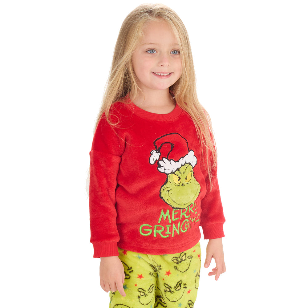 Girls Christmas Grinch Snuggle Fleece Pyjama Set