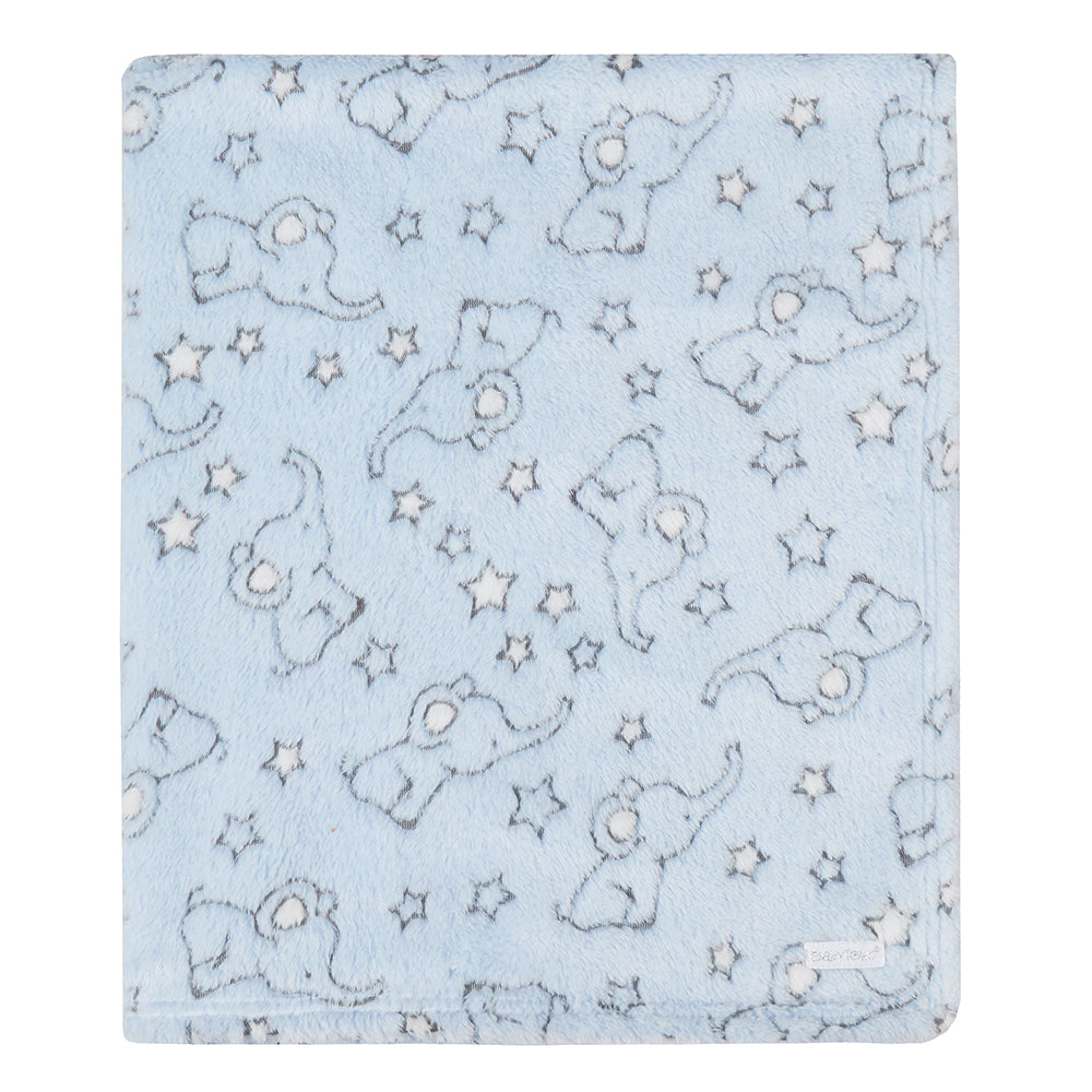 Baby Blue Elephant Jacquard Blanket
