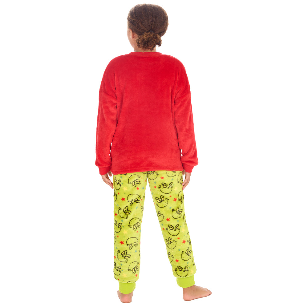 Girls Christmas Grinch Snuggle Fleece Pyjama Set
