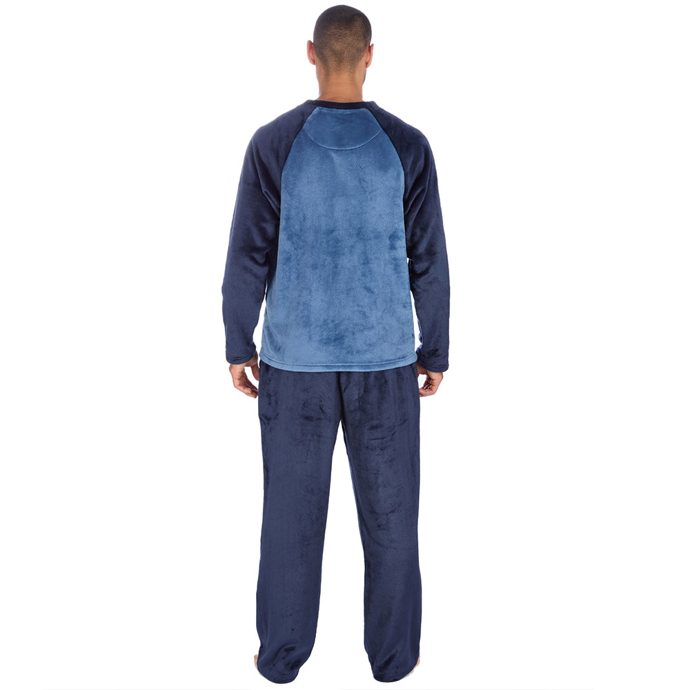 Mens Raglan Blue Fleece Pyjama Set