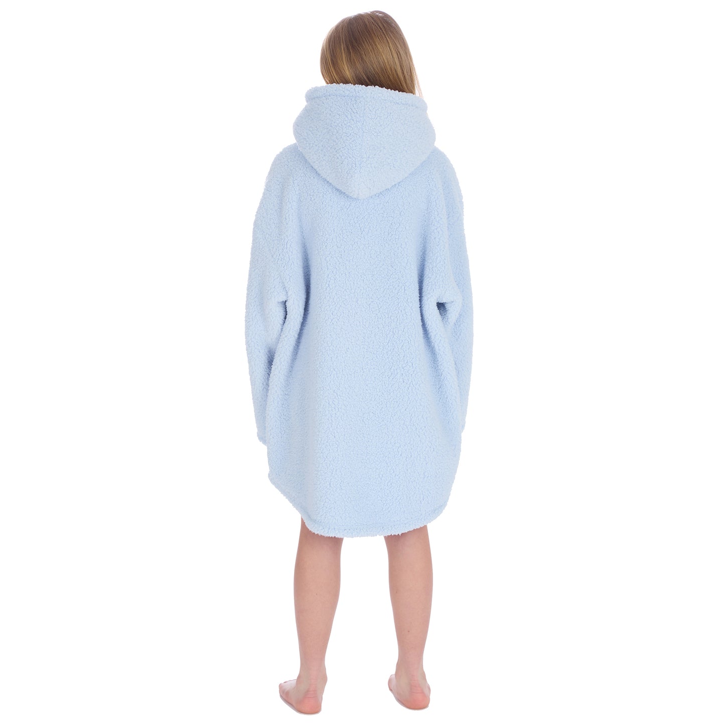 Girls Baby Blue Teddy Fleece Blanket Hoodie