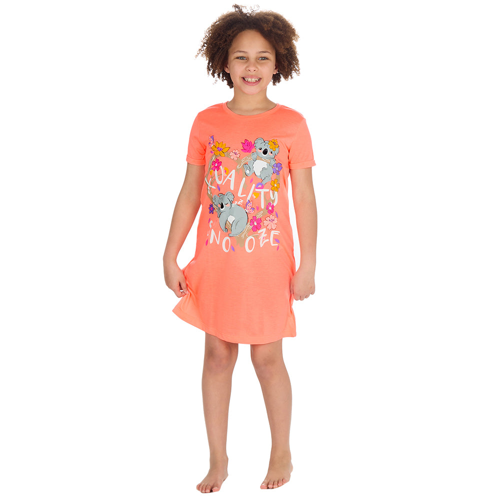 Girls Short Sleeve Koala Neon Nightie