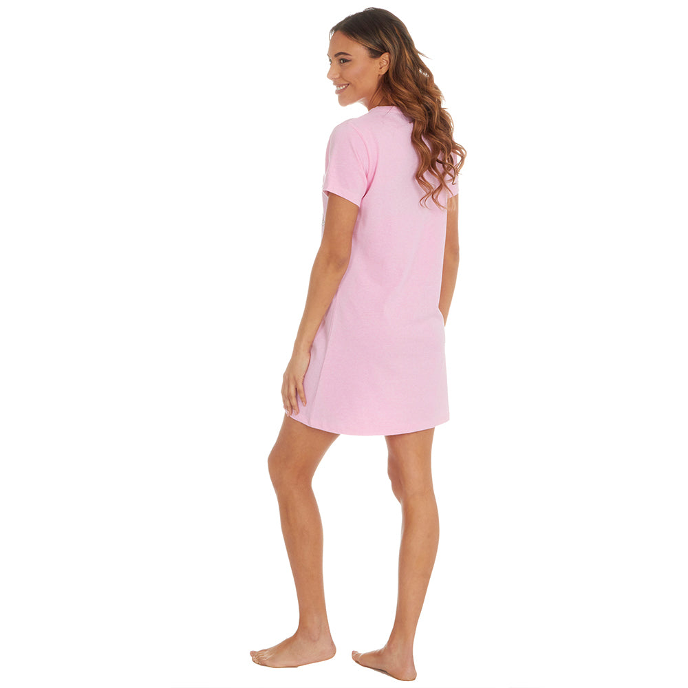 Ladies Short Sleeve Popcorn Print Nightie