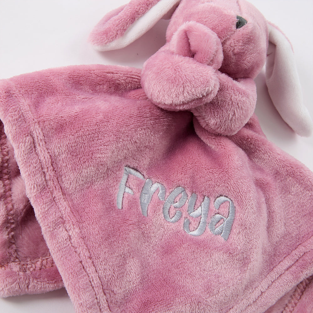 Personalised Baby Dusky Pink Bunny Comforter