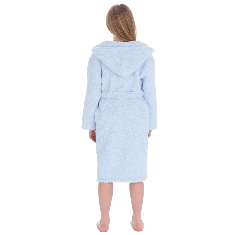 Girls Baby Blue Teddy Fleece Dressing Gown
