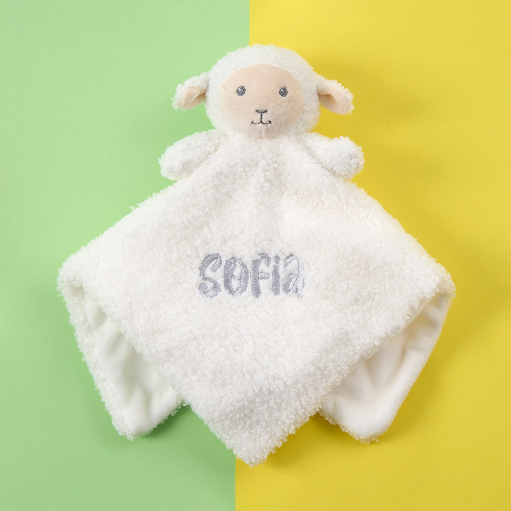Personalised Baby Ivory Lamb Comforter