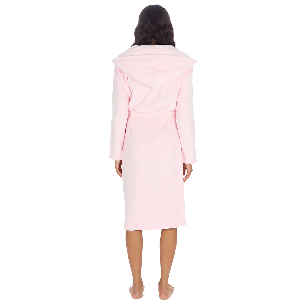 Ladies Baby Pink Hooded Dressing Gown