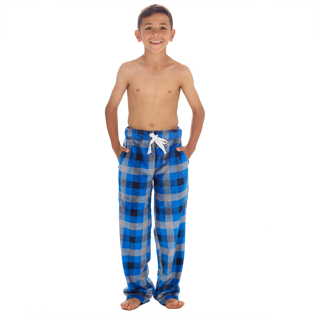 Boys Blue Check Fleece Pyjama Bottoms