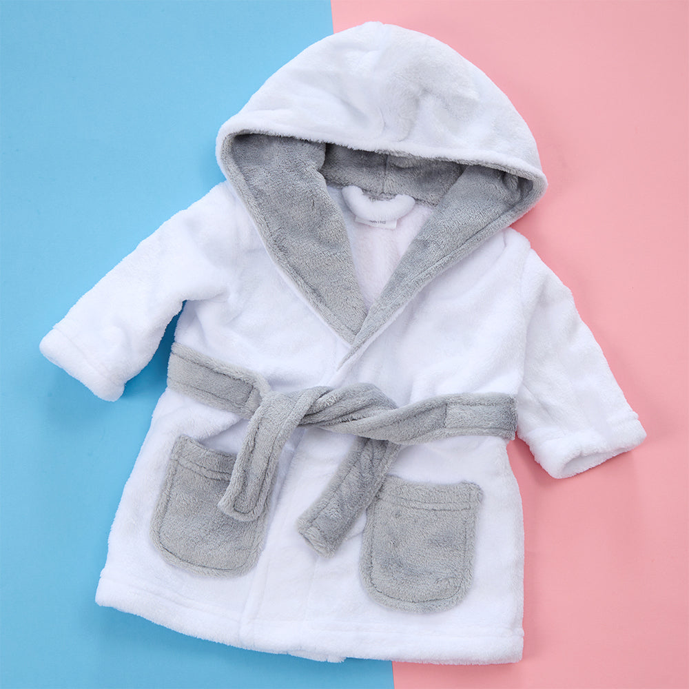 Baby White Contrast Dressing Gown