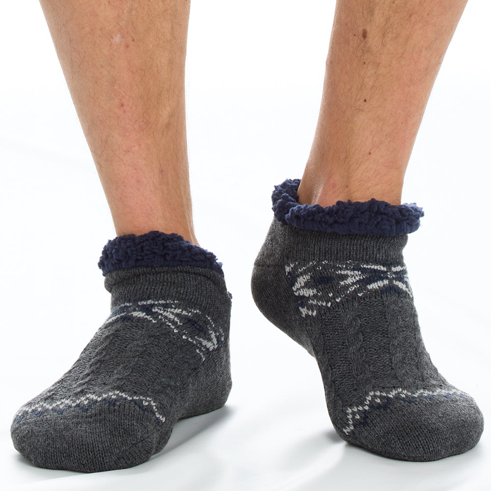 Mens Ankle Grey Slipper Socks