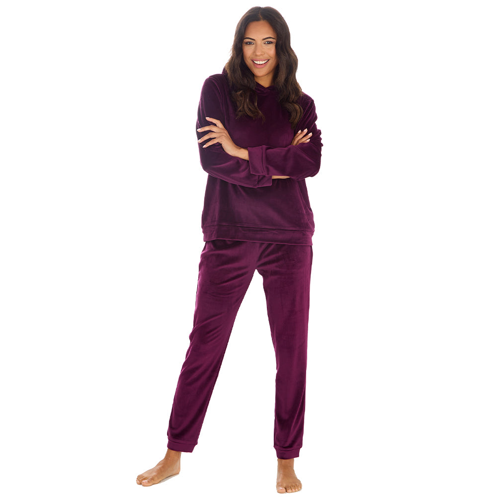 Ladies Plum Hooded Lounge Set