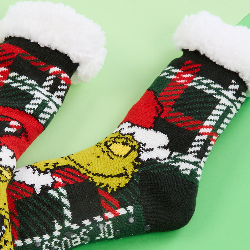 Mens Grinch Chunky Slipper Socks