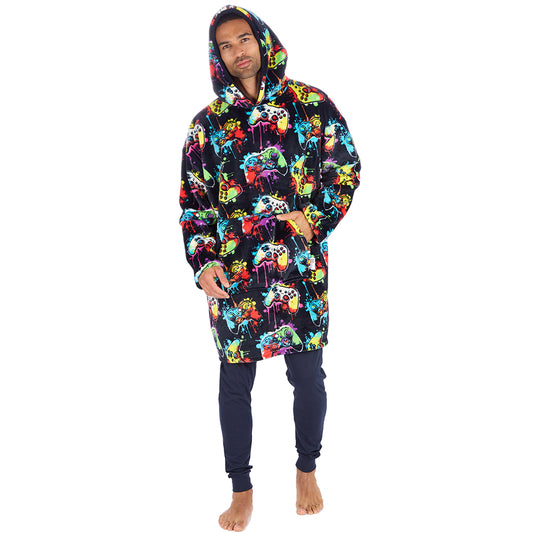 Mens Navy Gamer Blanket Hoodie
