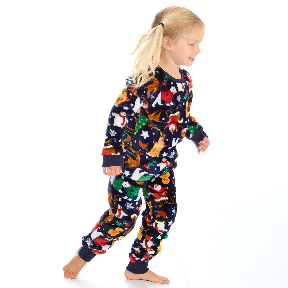 Girls Christmas Fleece Pyjama Set