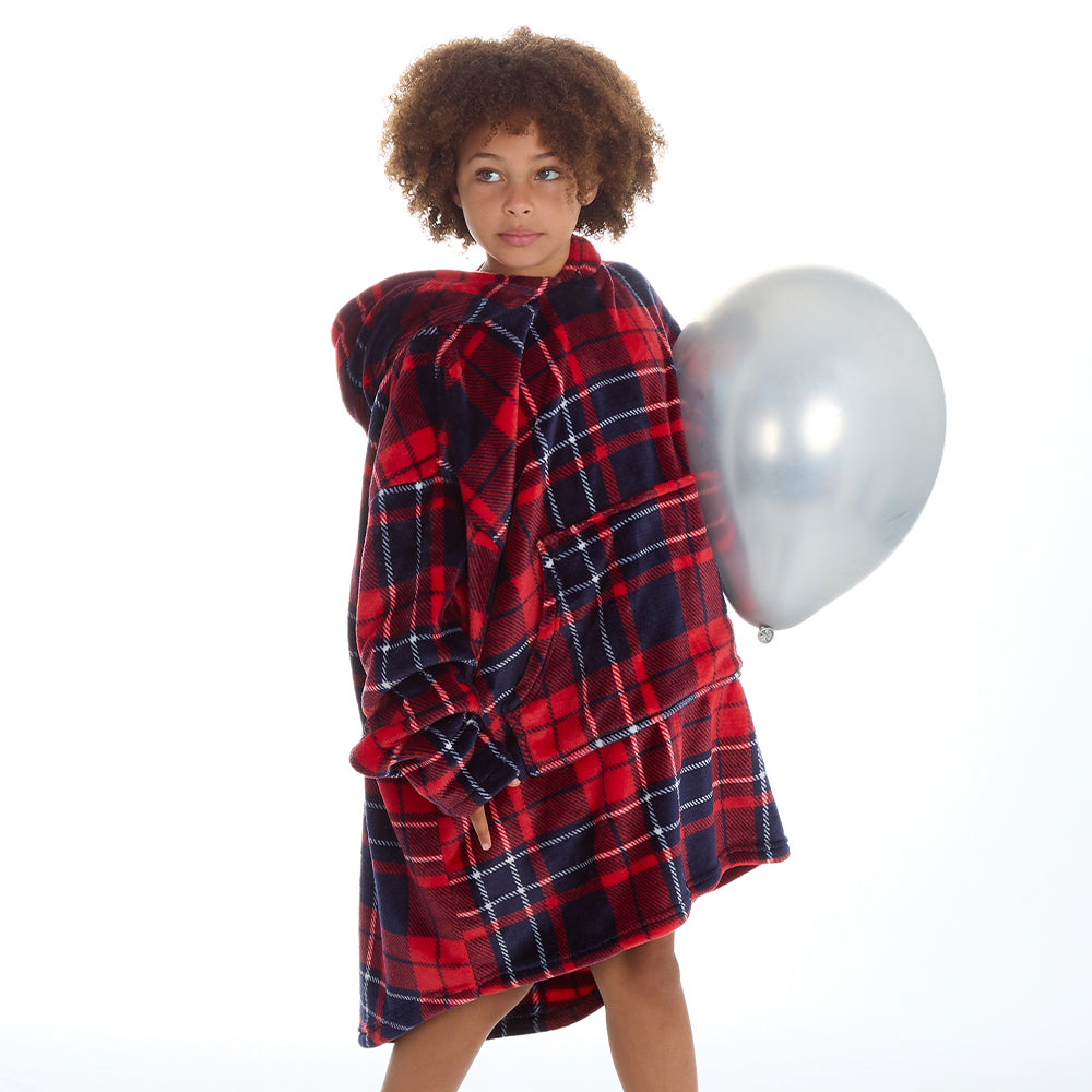 Girls Tartan Check Blanket Hoodie
