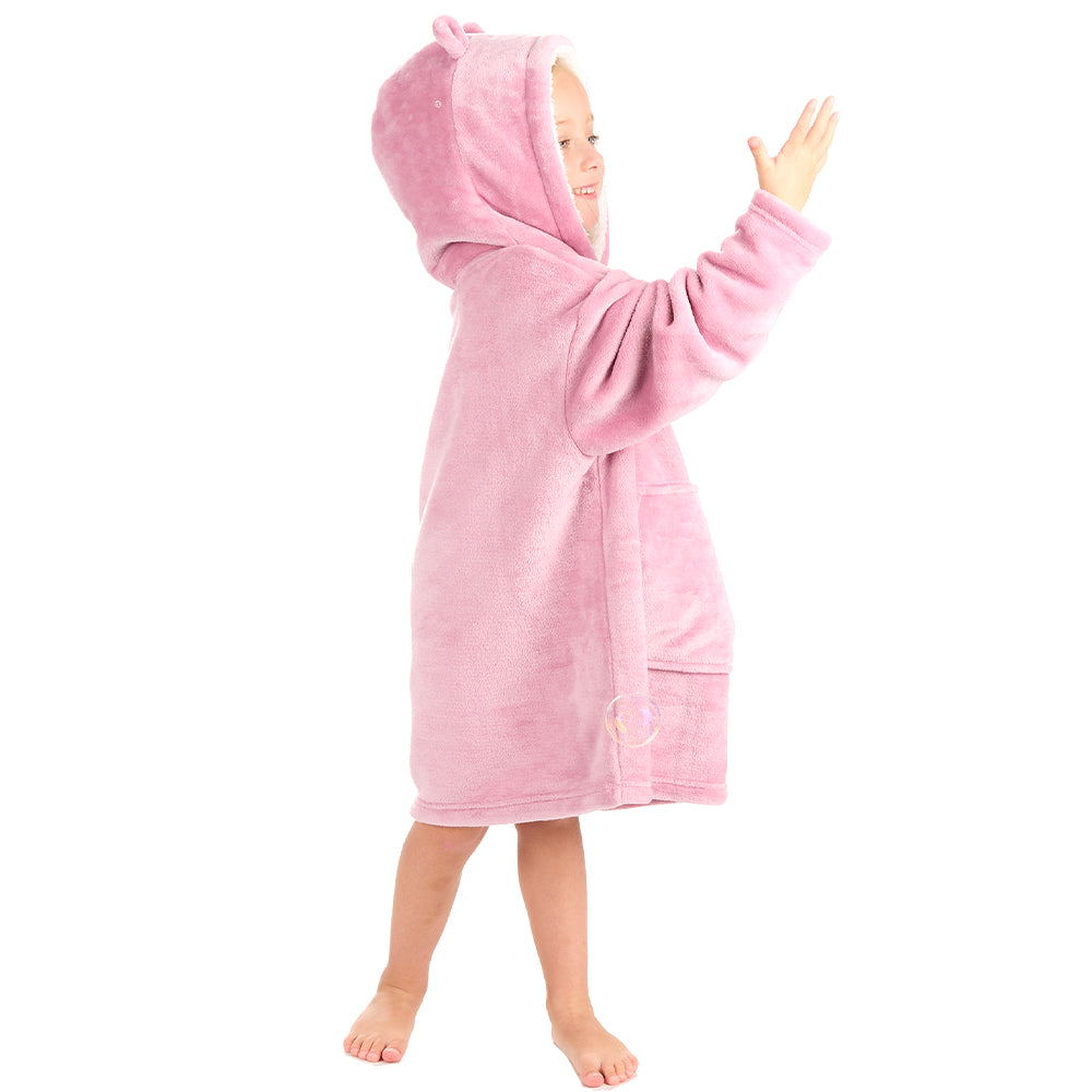 Infant Kids Bear Ears Dusky Pink Blanket Hoodie