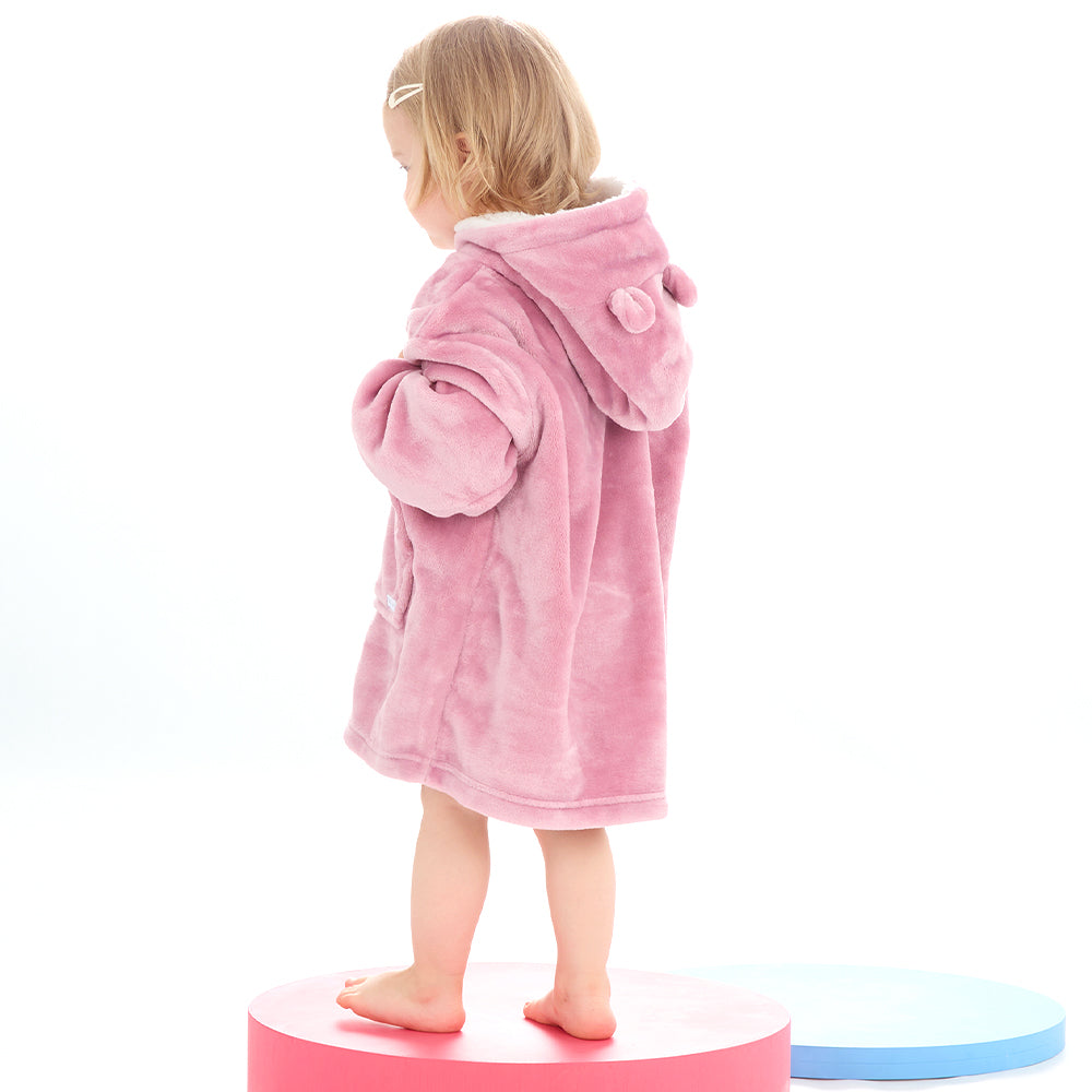 Toddler Bear Ears Dusky Pink Blanket Hoodie