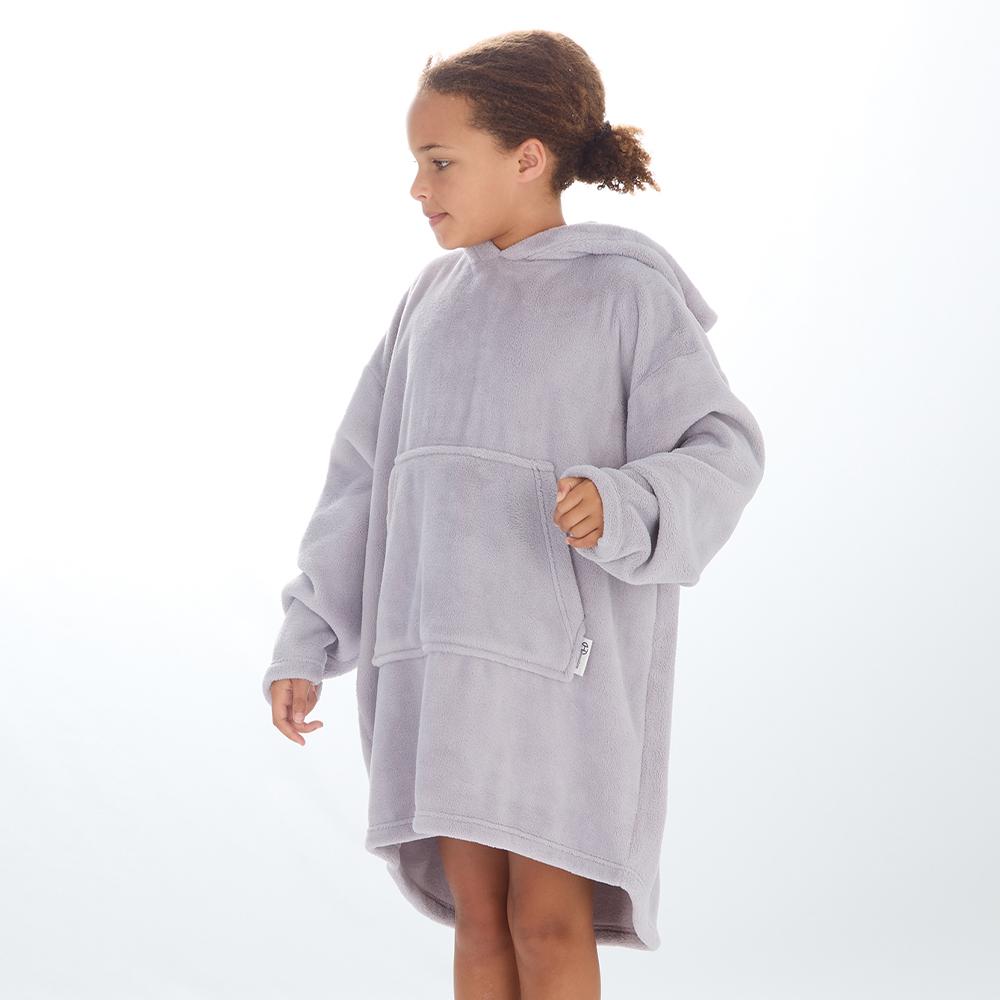 Girls Silver Coral Fleece Blanket Hoodie