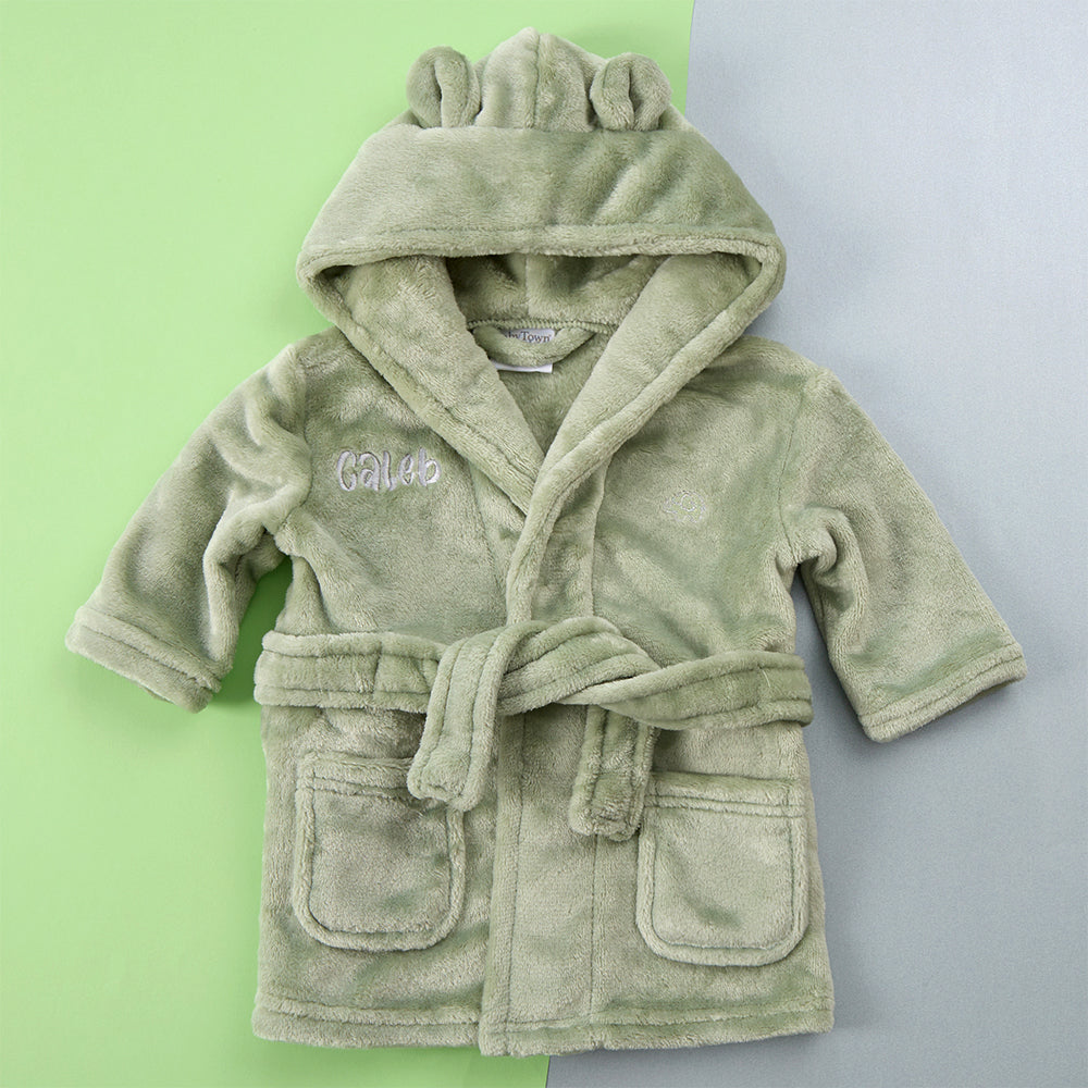 Personalised Baby Sage Bear Ears Dressing Gown