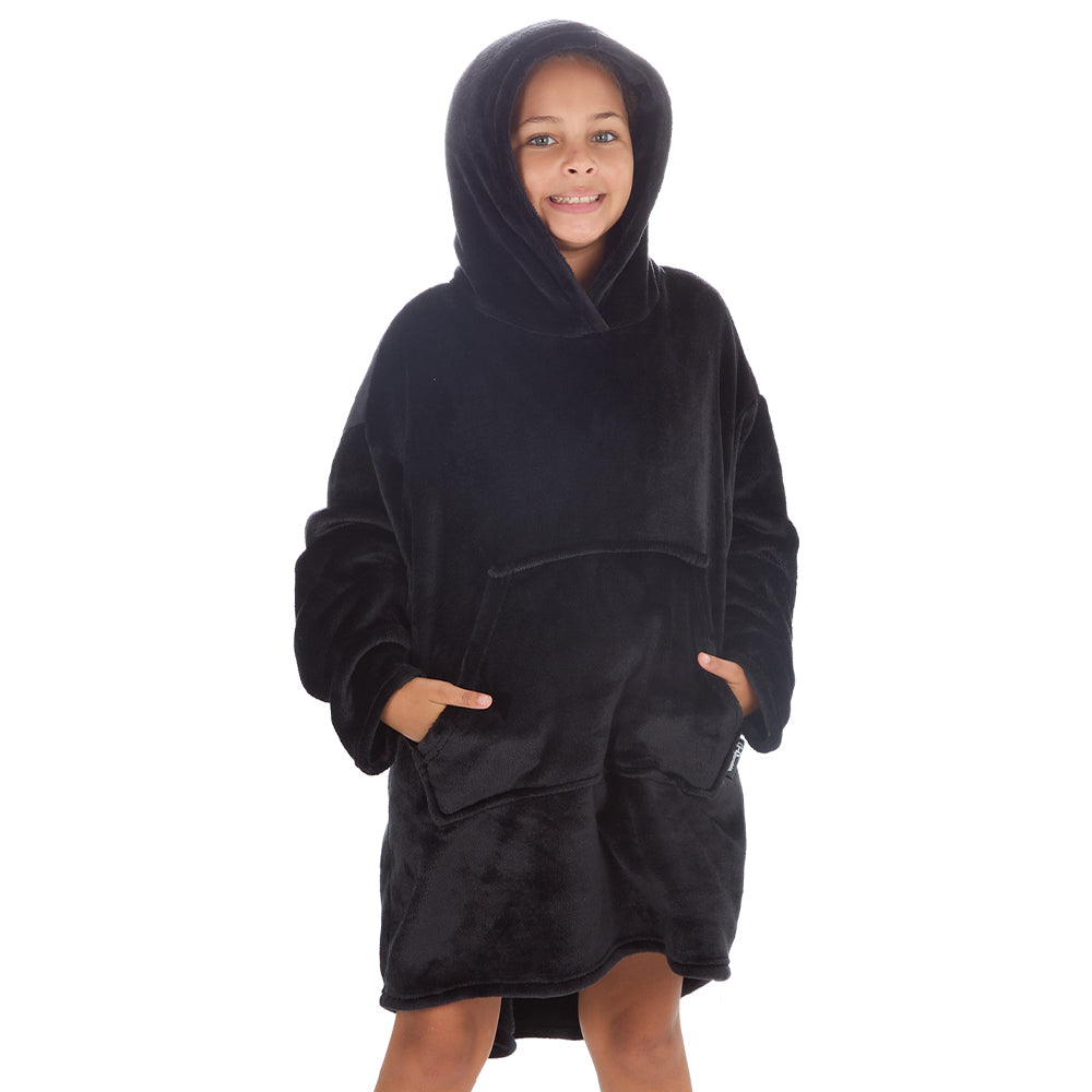 Girls Shimmer Black Blanket Hoodie