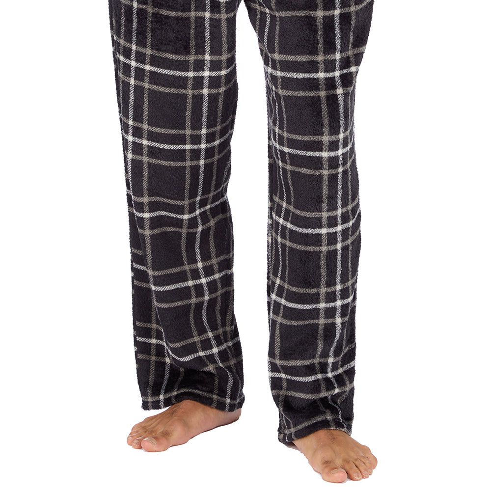 Mens Black Check Fleece Pyjama Bottoms