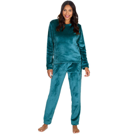 Ladies Teal Fleece Pyjama Set