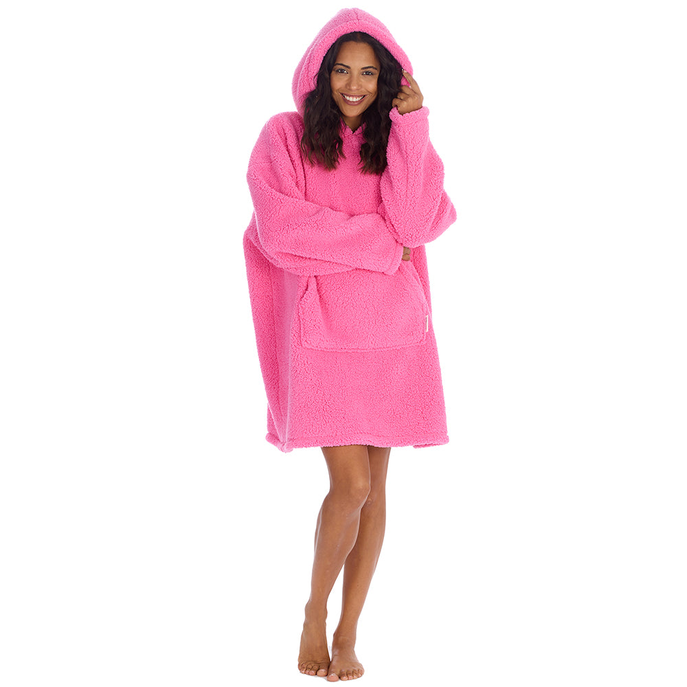 Ladies Bubblegum Teddy Fleece Blanket Hoodie
