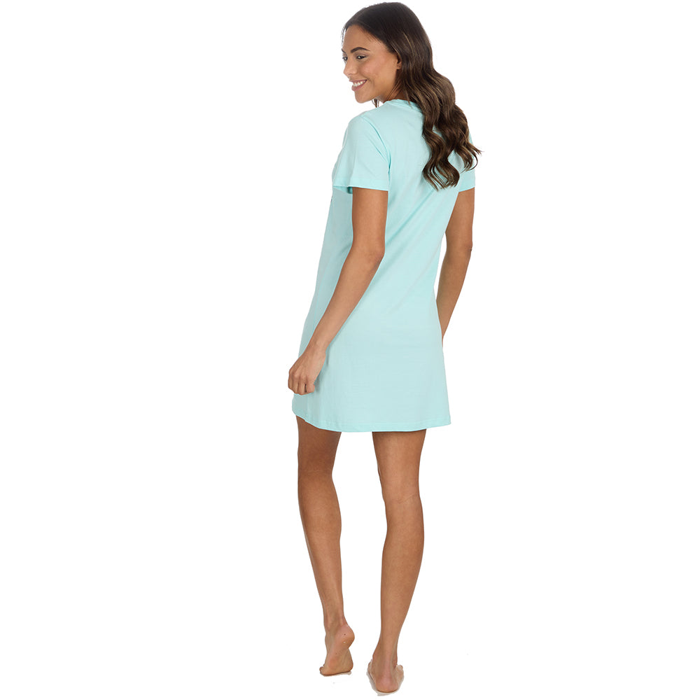 Ladies Short Sleeve Positivity Print Nightie