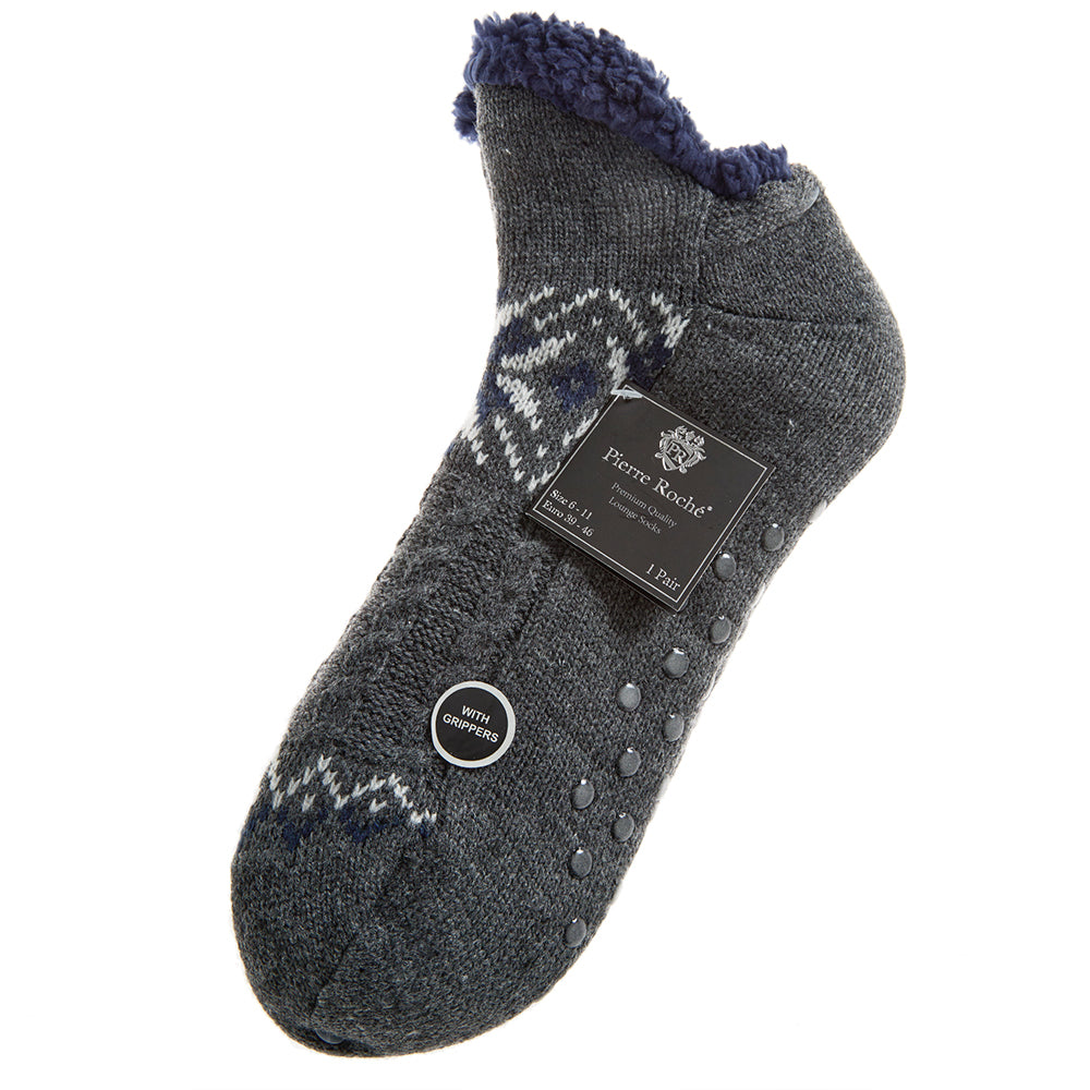 Mens Ankle Grey Slipper Socks