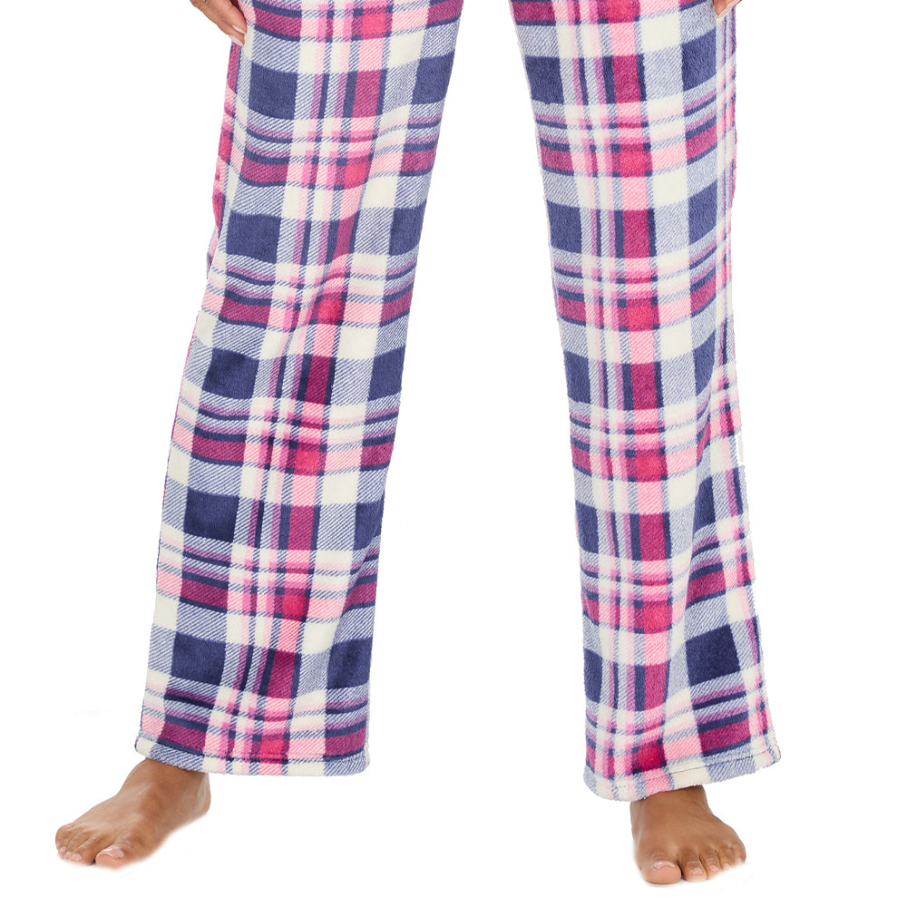 Ladies Blue Check Fleece Pyjama Bottoms