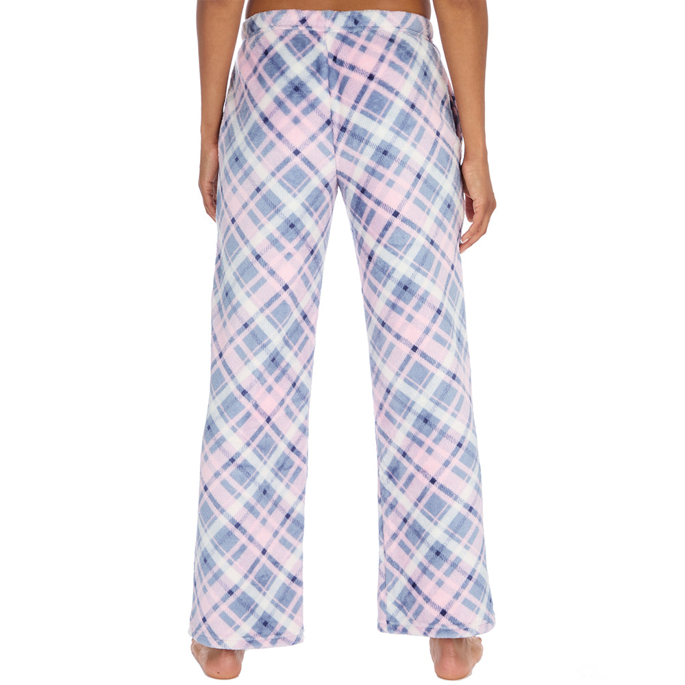 Ladies Blue Check Fleece Pyjama Bottoms