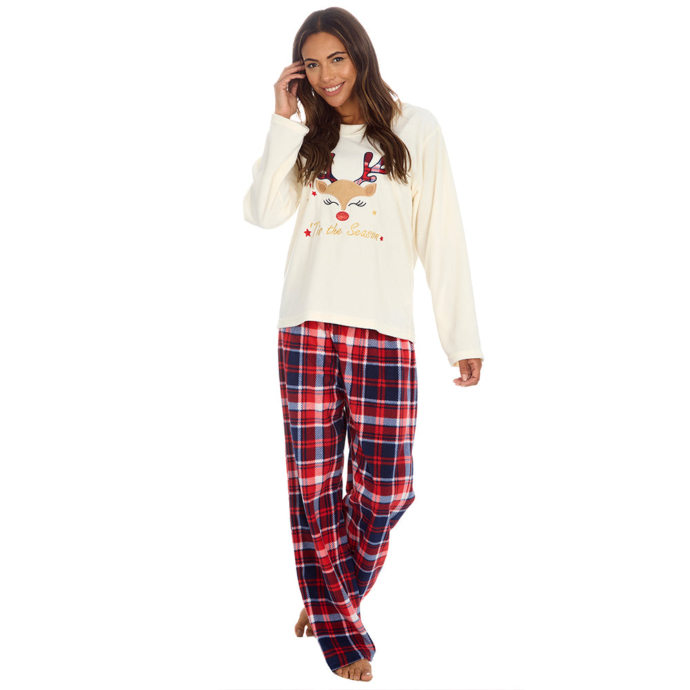 Ladies Reindeer Microfleece Pyjama Set