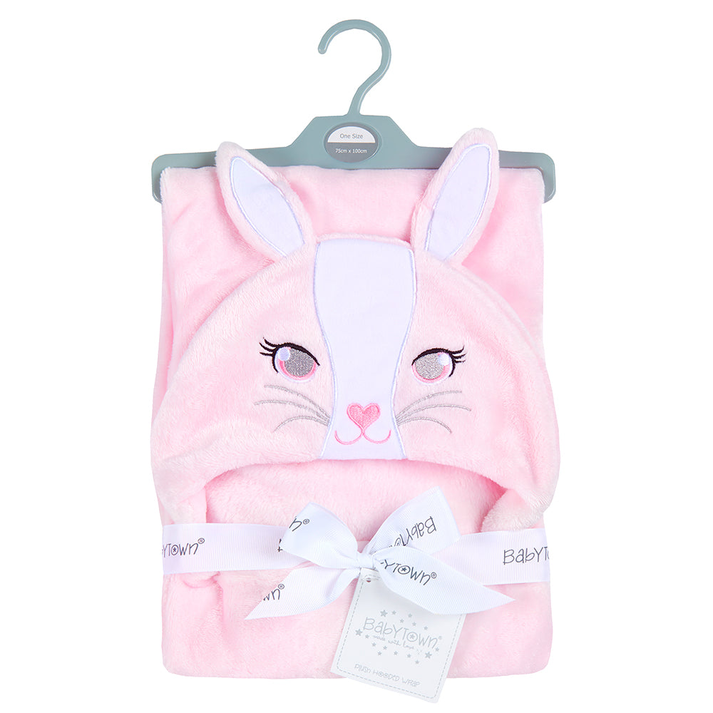 Baby Pink Bunny Hooded Wrap Blanket