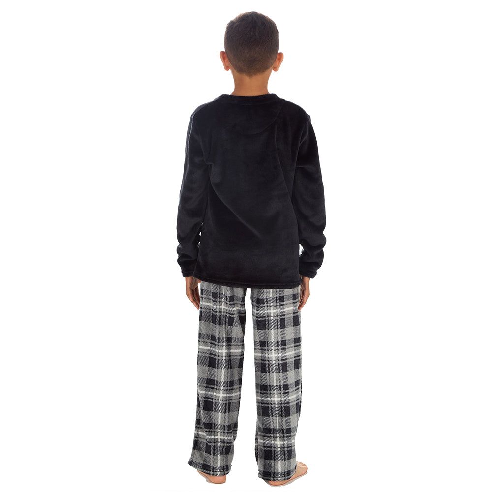 Boys Black Check Fleece Pyjama Set