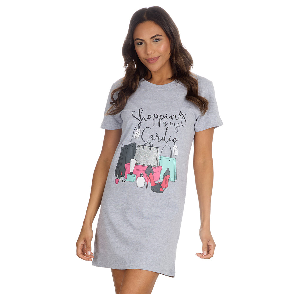 Ladies Short Sleeve Shopping Cardio Print Nightie