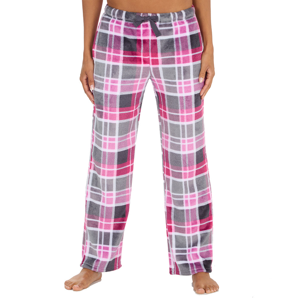 Ladies Pink Check Fleece Pyjama Bottoms